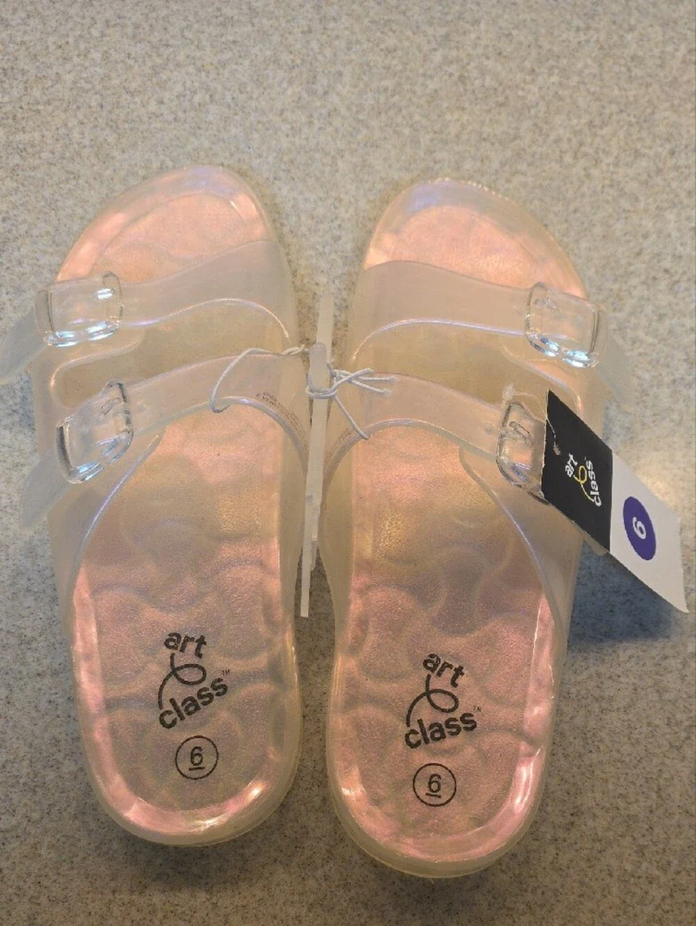Art Class Clear Pink Jelly Slide Sandals - Women